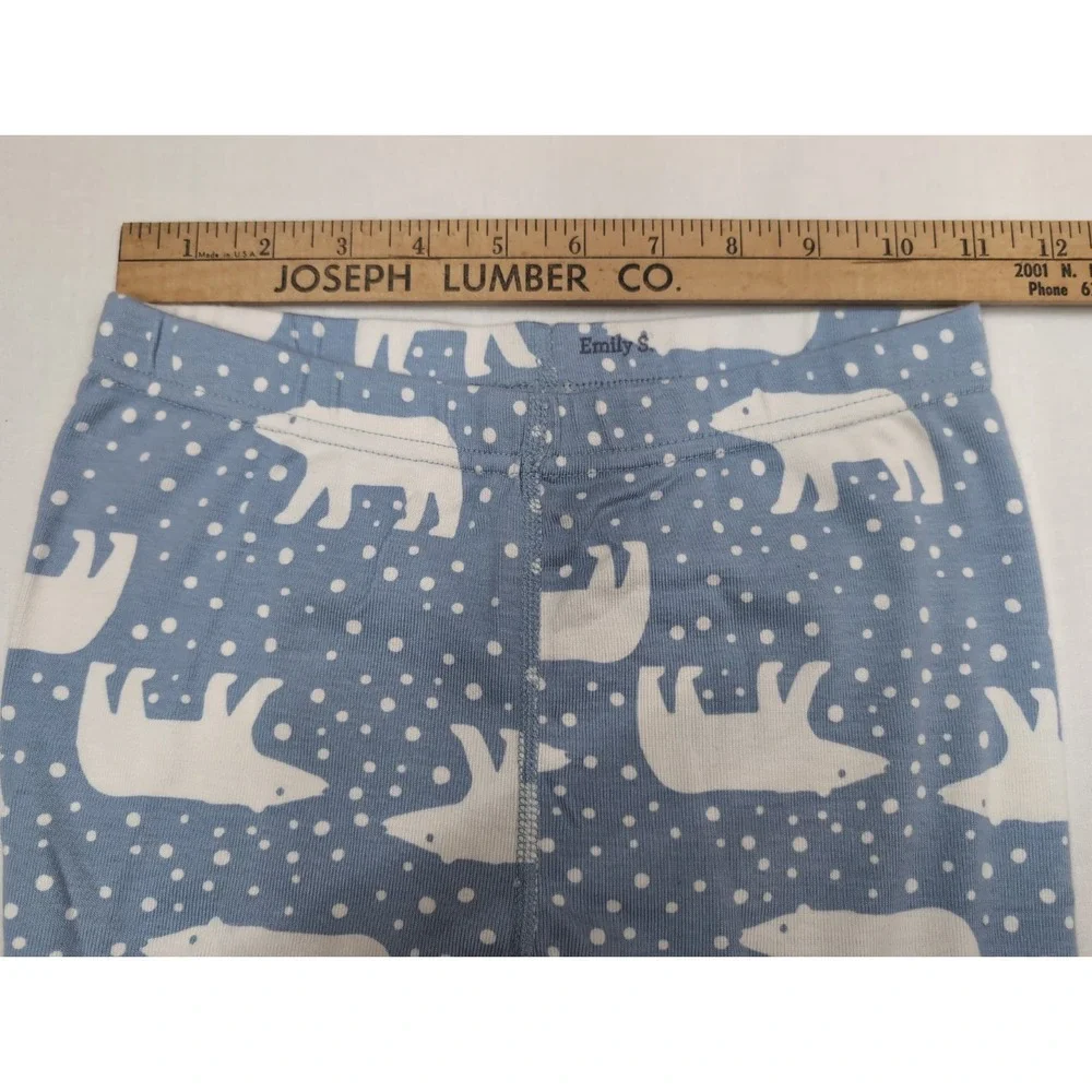 Hanna Andersson US 12 Snowy Polar Bear 2pc pajama set Blue White Organic Cotton